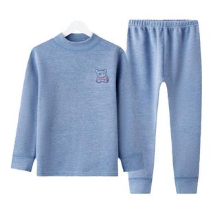 儿童秋衣秋裤男童双面磨毛德绒保暖内衣宝宝睡衣女孩中领打底套装