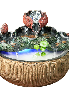 时来运转水晶球流水创意鱼缸摆件
