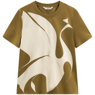 EXCEPTION例外女装中式短袖t恤女印花工艺圆领简约内搭女上衣