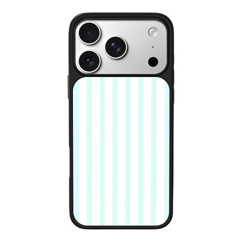 浅薄荷绿竖条纹简约纯色清爽适用于苹果17promax新款手机壳iPhone air/16pro/15plus14玻璃13pro手机套冰感11