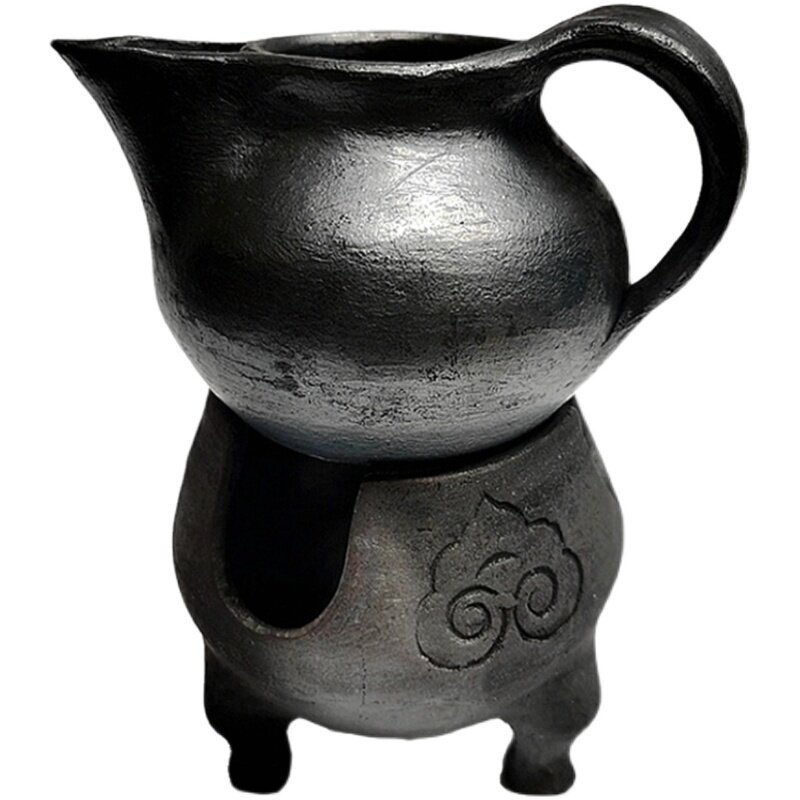 包邮云南大理剑川黑陶烤茶罐茶具