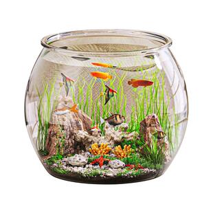 圆形塑料小鱼缸小型客厅2026新款仿玻璃一体成型乌龟缸桌面金鱼缸
