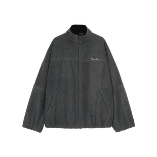 CONCISE-WHITE简白2025新款立领LOGO外套深灰色简约宽松上衣