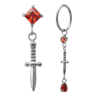 植入级F136钛合金耳环男宝剑方糖吊坠设计感养耳洞耳骨钉医用材质