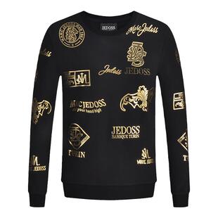 JEDOSS/爵迪斯男装秋冬新款满印烫金烫钻无帽套头卫衣B0350BS