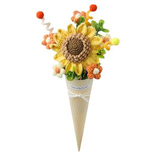创意针织毛线甜筒冰淇淋毕业季向日葵花束礼物幼儿园送学生