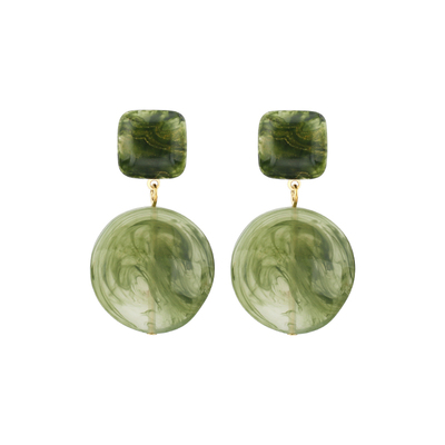 墨绿色几何亚克力耳钉女港风复古