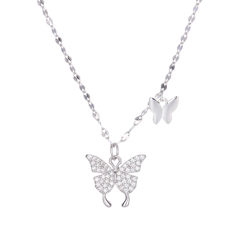 999纯银蝴蝶项链女轻奢小众设计高级感锁骨链送女友闺蜜生日礼物