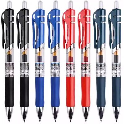 k35按动中性笔圆珠笔考试碳素笔黑色速干顺滑初中生水笔签字笔芯0.5子弹头墨蓝红笔学生专用老师正品官方蓝色