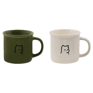 素生家居 原创丝滑猫情侣陶瓷咖啡杯马克杯带盖可爱水杯礼物350ml