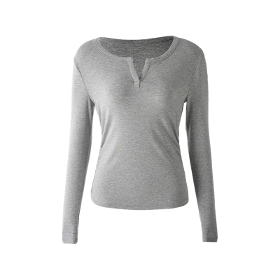 爱帝莱赛尔含羊毛长袖T恤25秋季新款V领修身显瘦短款打底衫内搭