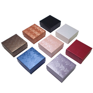 充皮纸扇贝纹天地盖纸盒首饰包装盒戒指耳钉项链吊坠收纳小套装盒