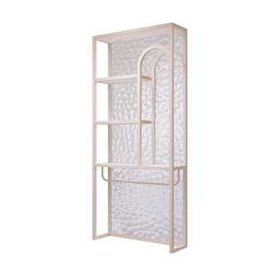 轻奢奶油风卫生间半墙屏风长虹水波纹玻璃隔断干湿区洗漱台置物架