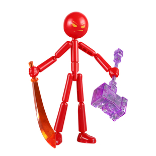 儿童益智暴走火柴人玩具DIY拼装模型潮流手办多关节可动积木人偶