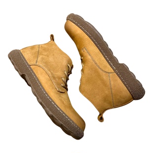 真皮马丁靴男款中帮头层牛皮休闲皮鞋厚底大头工装大黄靴2025新款