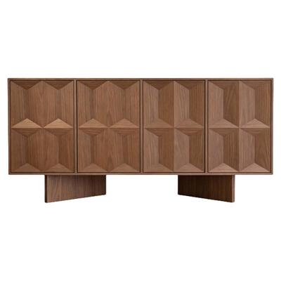 已夏岭木餐边柜中古风全实木边柜餐厅用胡桃木收纳柜大型储物柜