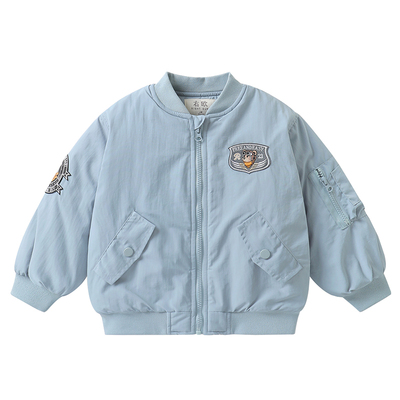 男童加绒棒球领棉服外套冬装棉衣