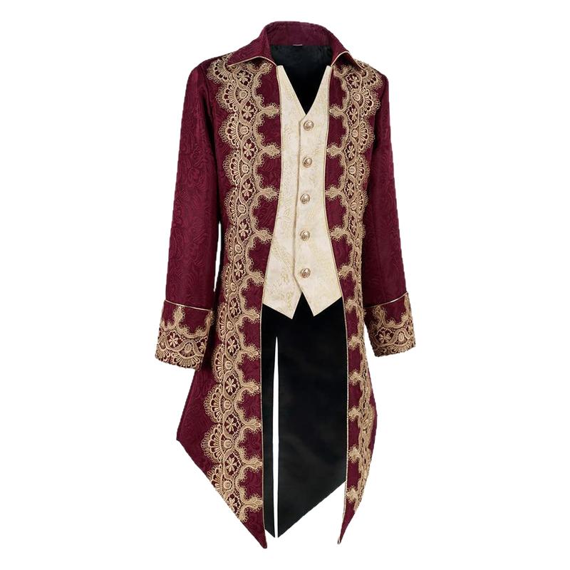 英伦宫廷燕尾服蕾丝刺绣花边西服