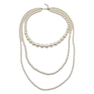 欧美复古多层大小珍珠项链女韩版个性长款百搭毛衣链新娘配饰颈链