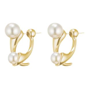 NothingButMini虎牙人造珍珠前后扣耳环甜美个性简约