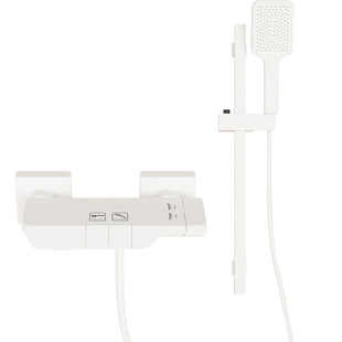 极简奶油风淋浴花洒套装白色分体式淋雨器家用简易全铜冷热水龙头