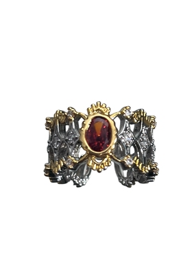 红宝石皇冠设计戒指铜合金男女