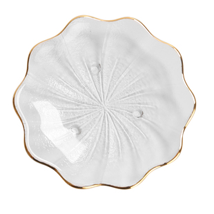 透明玻璃小茶碟锤纹水果盘家用点心干果碟子简约茶点盘甜品小托盘