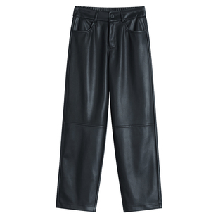 pu皮裤女春季哈伦裤2026新款高腰宽松小个子九分显瘦萝卜烟管裤