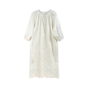 JKJS【花深里】天丝刺绣连衣裙女夏气质度假裙子新中式白色长裙