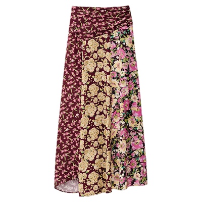 bash春季复古花漾法式度假风不规则下摆印花半身裙女长裙1H25ILIX