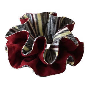 川野法式针织条纹双层大肠发圈女新款时尚高级感扎马尾的发绳头饰