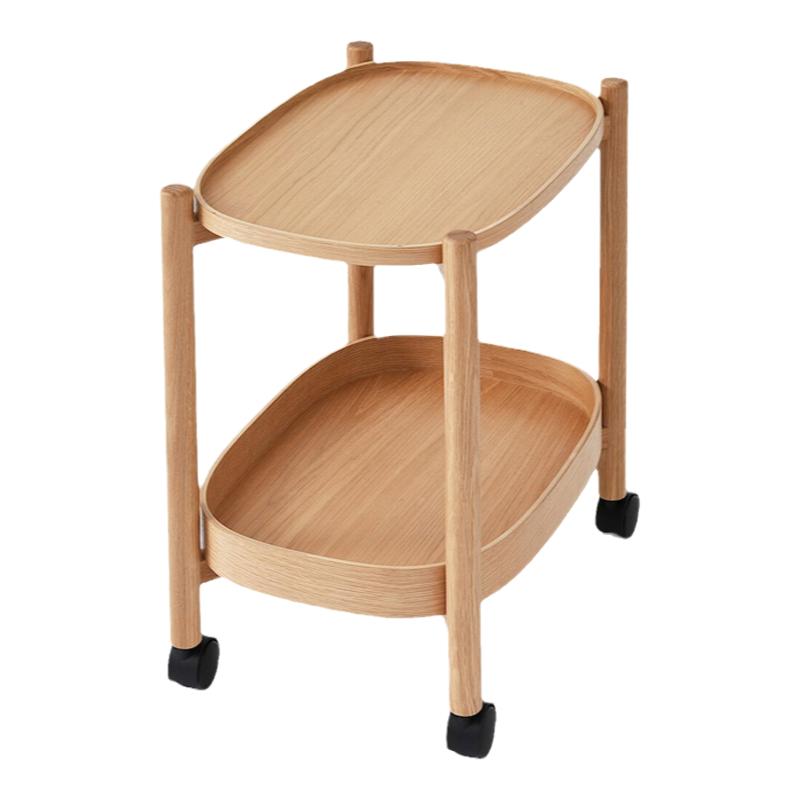無印良品 MUJI 木制帶輪餐邊桌  白橡木風(fēng)格可移動邊幾儲物推車