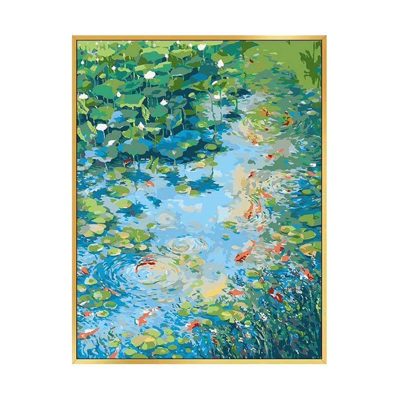 鱼戏荷莲2026新款风景diy钻石画