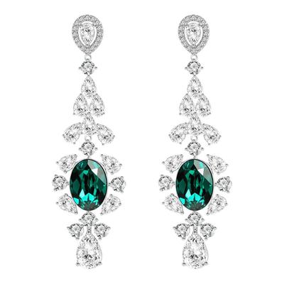 公主冰花奥地利水晶耳环长款流苏