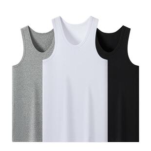 纯棉男士背心夏天运动吸汗中老年爸爸加大码全棉内穿打底老头汗衫
