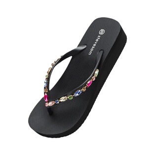 Stevesam 厚底人字拖女夏季外穿2025新款水钻坡跟防滑防臭凉拖鞋