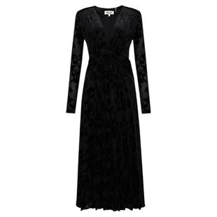 DVF曜石黑V领丝绒烧花连衣裙DL3S056