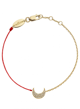 红绳女士克拉月牙圆形钻石手链