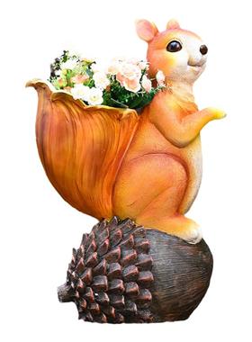 创意可爱小松鼠花盆摆件