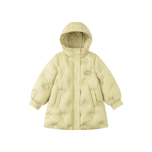 笛莎童装女童羽绒服冬季新款儿童女孩中大童时尚中长款连帽外套