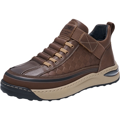 天美意男鞋简约时尚休闲板鞋厚底增高加绒男工装鞋3YG01DM4