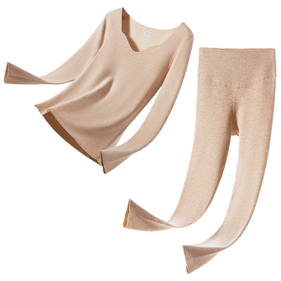 德绒发热羊绒蚕丝秋衣秋裤套装女