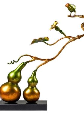 福禄寿喜铜葫芦卧室玄关大摆件