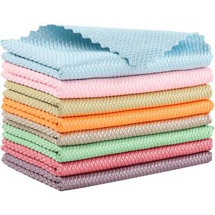 擦玻璃巾清洁布吸水不掉毛无水印家用鱼鳞布擦桌抹布擦家具百洁巾