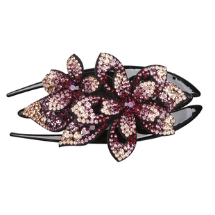 韩国新款大号双花夹子高档发饰后脑勺盘发卡子妈妈发饰满钻抓夹女
