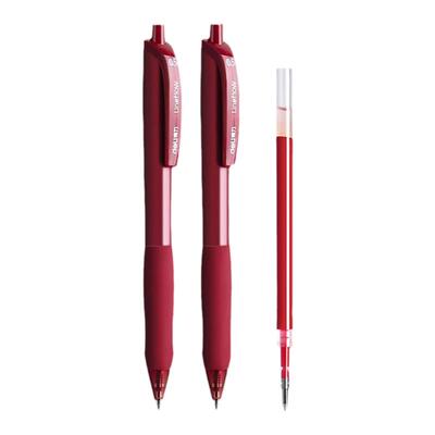 得力按动中性笔红色12支装批改笔