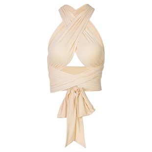 Solid sexy cross neck strapping vest性感交叉挂脖抹胸绑带背心