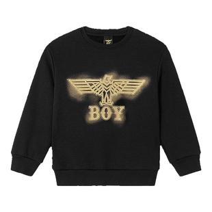 BOY童装 秋冬男女童潮牌上衣烫金老鹰舒适针织圆领套头卫衣