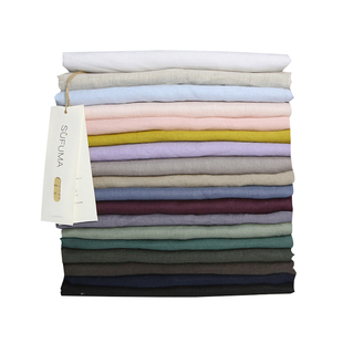 亚麻布料床品窗帘服装面料纯色布头沙发床单抱枕薄棉麻高端麻布料