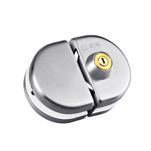 玥玛玻璃门锁双开门免开孔推拉单门锁不锈钢商铺办公室平移门锁